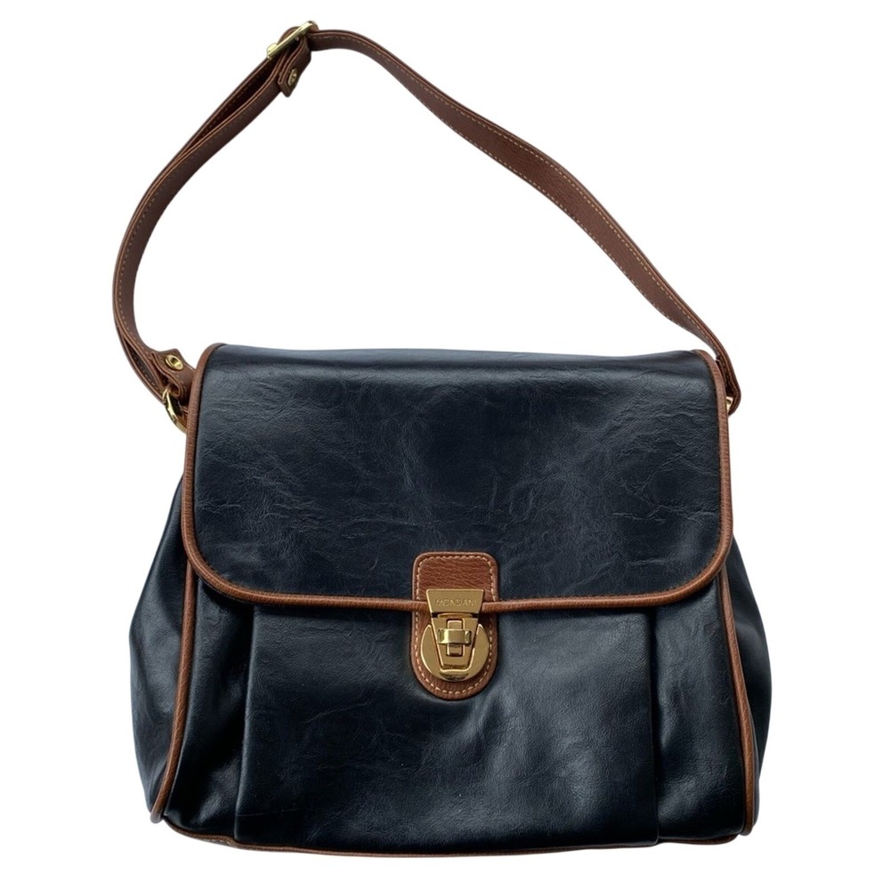 Mondani New York Shoulder Bag Purse Black and Brown Faux Leather Gold‎ Hardware
